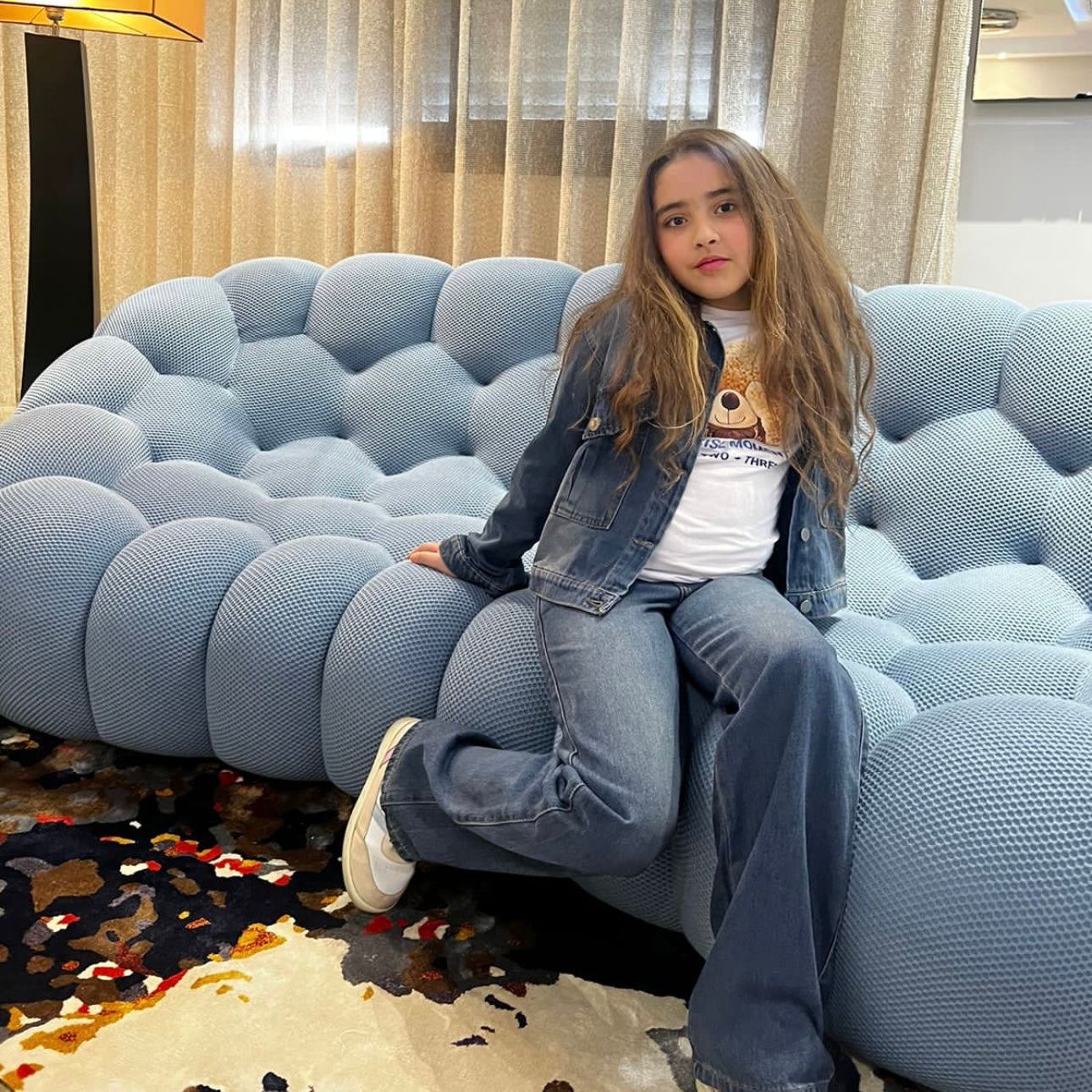 Ensemble 3 piéce jean délavé Fille