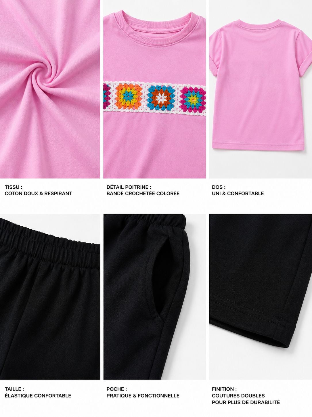 Ensemble short brodé