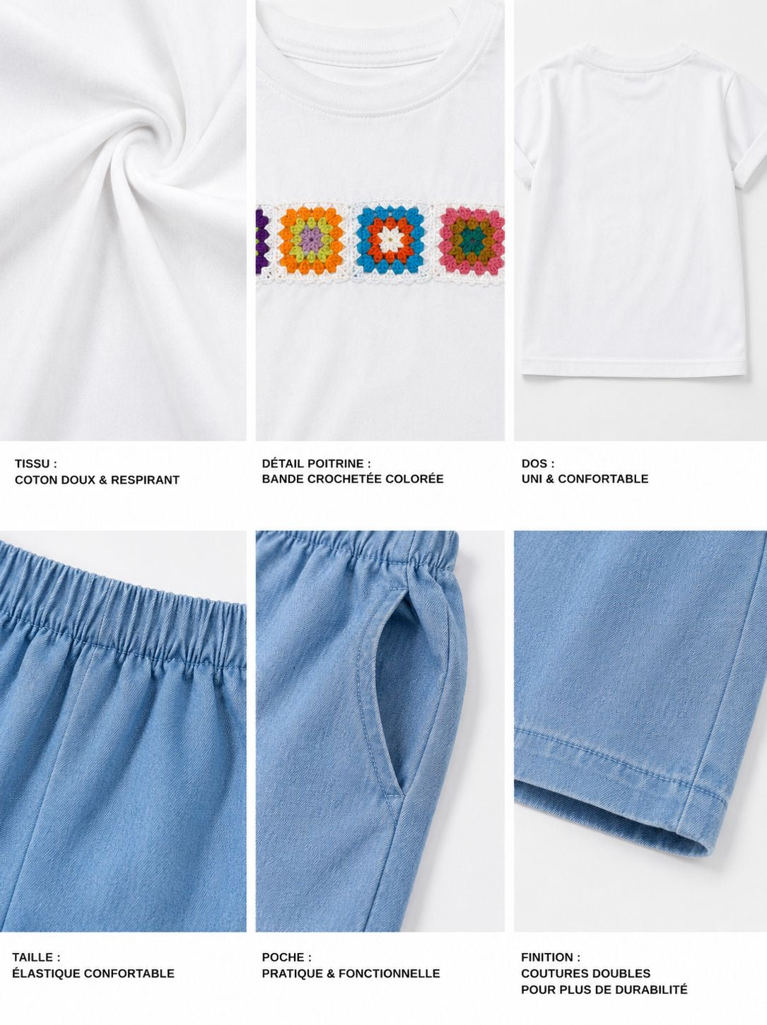 Ensemble short brodé