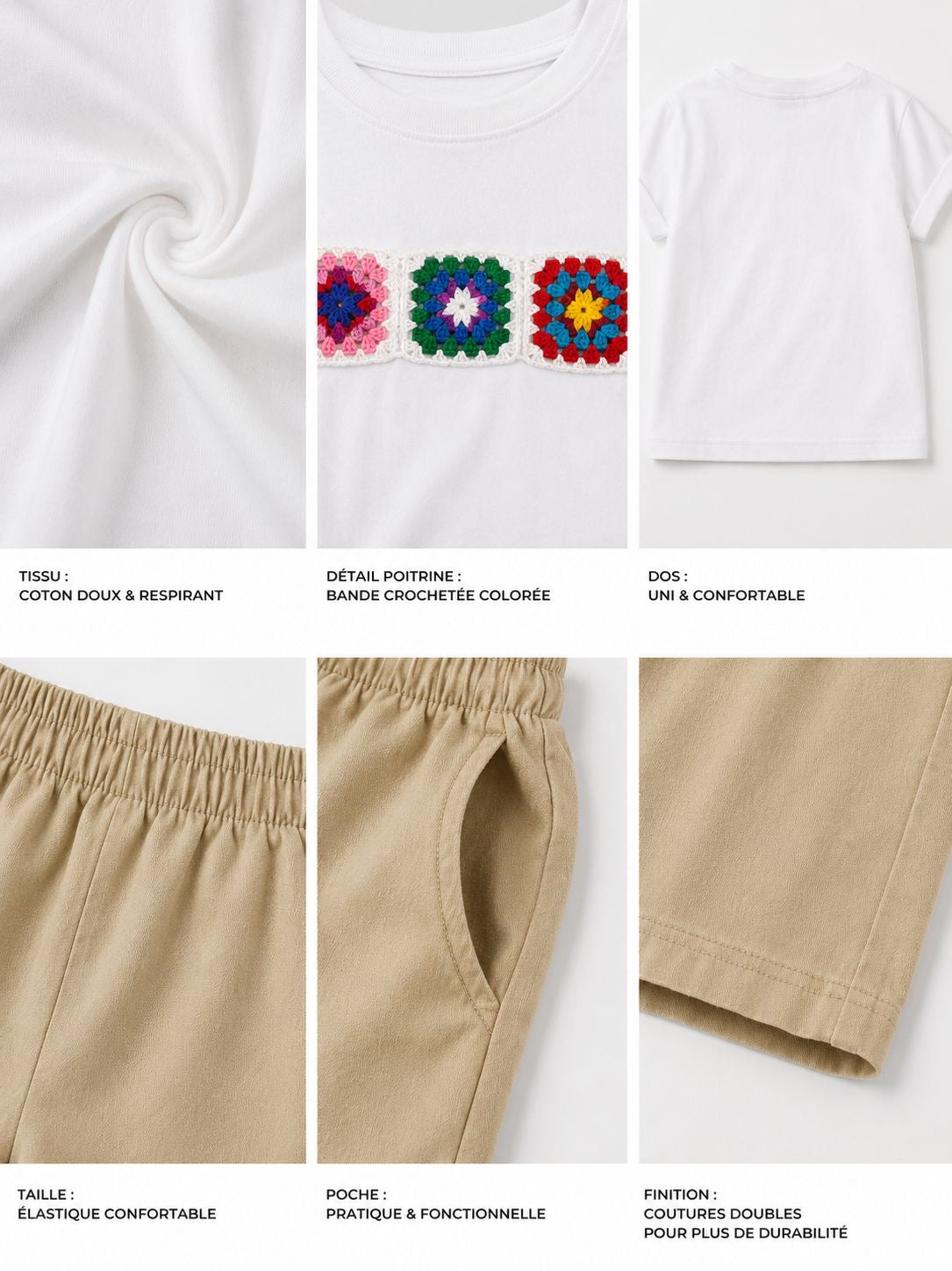 Ensemble short brodé