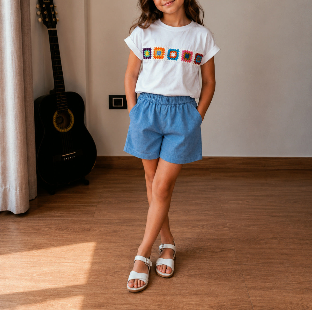 Ensemble short brodé